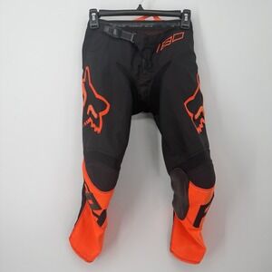 Fox Racing 180 Pants Boys Size 24 Leather Motorcross Biking Black Orange Logo